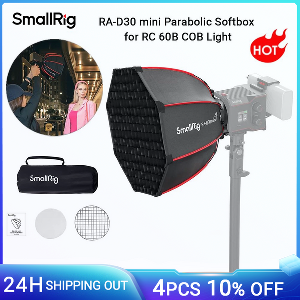 SmallRig Mini Parabolic Softbox RA-D30 29 cm Schnellspanner, kompatibel mit SmallRig RC 60B COB LED-Videoleuchte – 4358