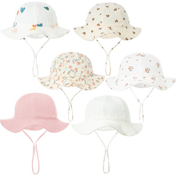 Baby Baumwolle Eimer Hut Neue Kinder Sonnencreme Outdoor Caps Jungen Mädchen Drucken Panama Hut Unisex Strand Angeln Hut Für 3-12 monate