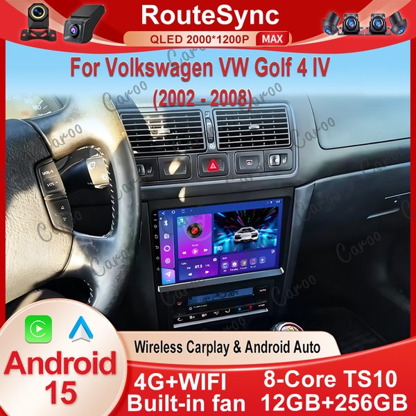 Android 16 pour Volkswagen VW Golf 4 IV 2002-2008 Jetta MK4 Classics Lecteur multimédia vidéo Système intelligent Écran tactile BT