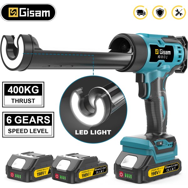 Gisam 400KG Cordless Electric Caulking Gun 6Gears Glass Glue Gun Adhesive Glue Sealant Power Tool For Makita 18V Battery Pin