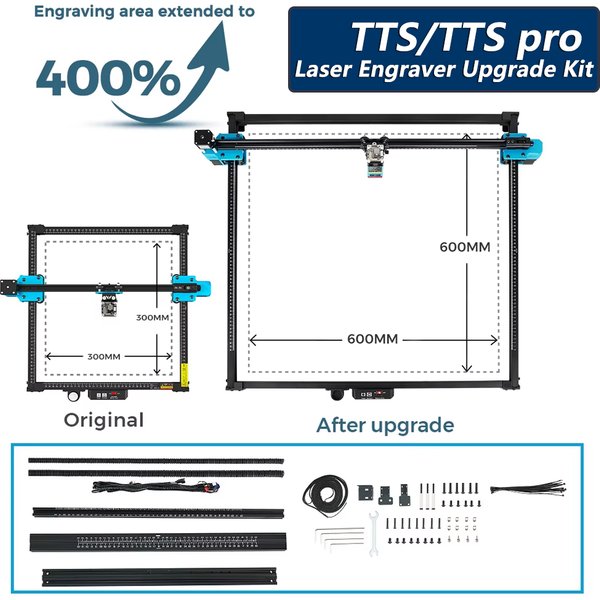 Kit d'extension 600x600mm pour la mise à niveau des machines de gravure TTS-25/TTS-55/TTS-10 TTS Pro – Kit d'extension directe pour axes X et Y