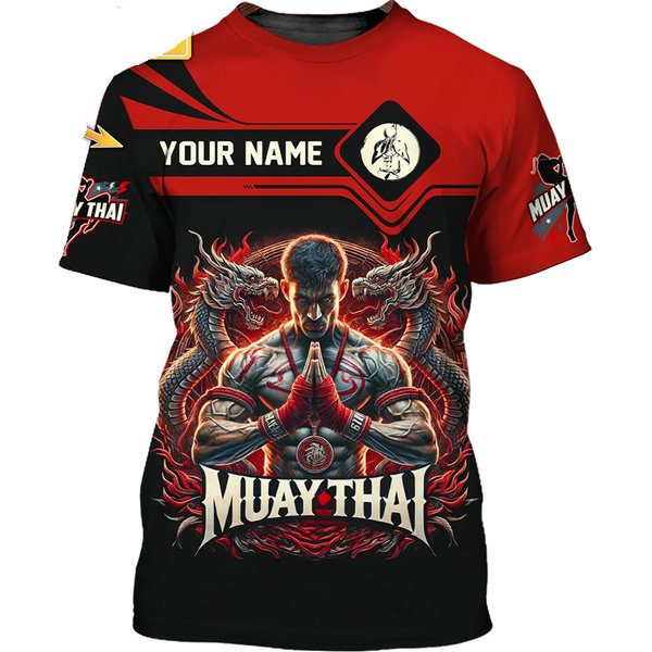 Cool nouveau Muay Thai graphique T-shirt pour hommes impression 3d tigre Dragon graphique personnalité nom personnalisé T-shirt été gymnase Fitness T-shirt