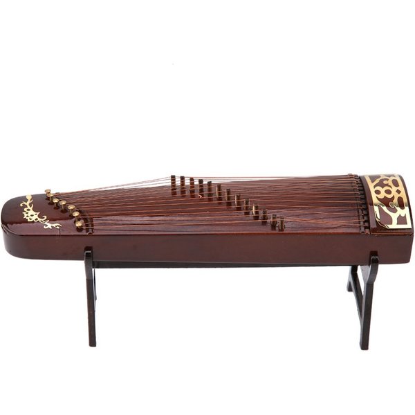 Dekoratives braunes Miniatur-Guzheng-Modell, tragbare chinesische Guzheng-Statue aus Holz, Musikinstrumentenmodell für das Musikzimmer