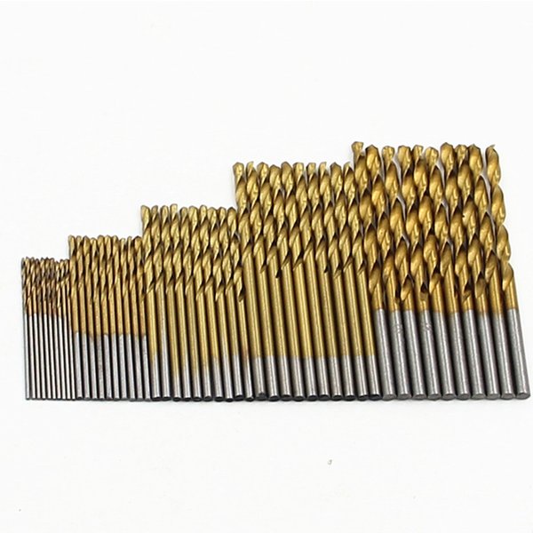 Jeu de forets hélicoïdaux plaqués titane, petite foret de 1-3mm, perceuse électrique, ensemble de perçage, bricolage, outil de perçage et d'ouverture du bois, 50 pièces