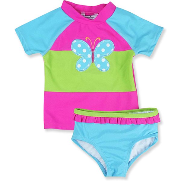 Maillot de bain imprimé papillon et fleur pour enfants, maillots de bain de plage pour enfants, maillots de bain pour filles, ensemble de 2 pièces, été, 2023