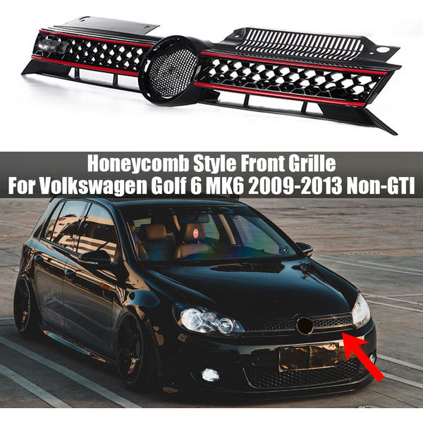 Grille de radiateur de pare-chocs avant de voiture en maille nid d'abeille pour Volkswagen Golf 6 MK6 2009 2010 2011 2012 2013 Grille de course centrale de Style GTI