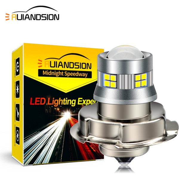 Ampoule de phare de moto LED Ruiandsion 1x P26S 12V 6000K, lampe à faisceau haut blanc pour Honda Yamaha Scooter ATV Moped