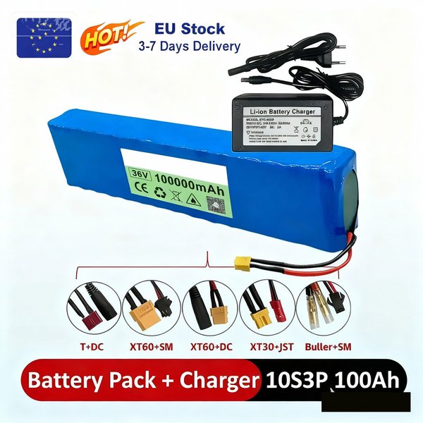 Versand nach Frankreich 36V 100000mAh 18650 Lithium-Akku 10s3p 100000mAh 1000W 42V Elektroroller-Akku mit Batteriepack