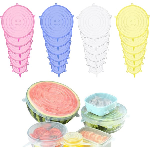 6PCS Silicone Fresh-keeping Cover Reusable Stretch Canning Lids Refrigerator Microwave Airtight Plastic Wrap Kitchen Accessories