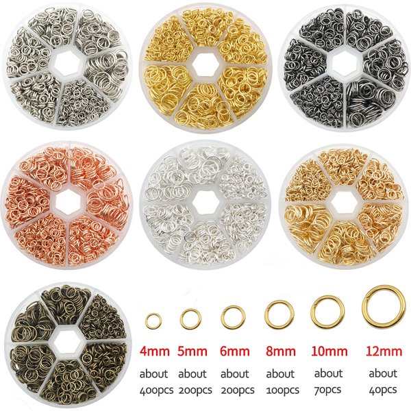 1Box Metal Open Jump Rings Split Rings Connectors Iron Open Jump Ring For Diy Jewelry Making(4mm 6mm 8mm 10mm)