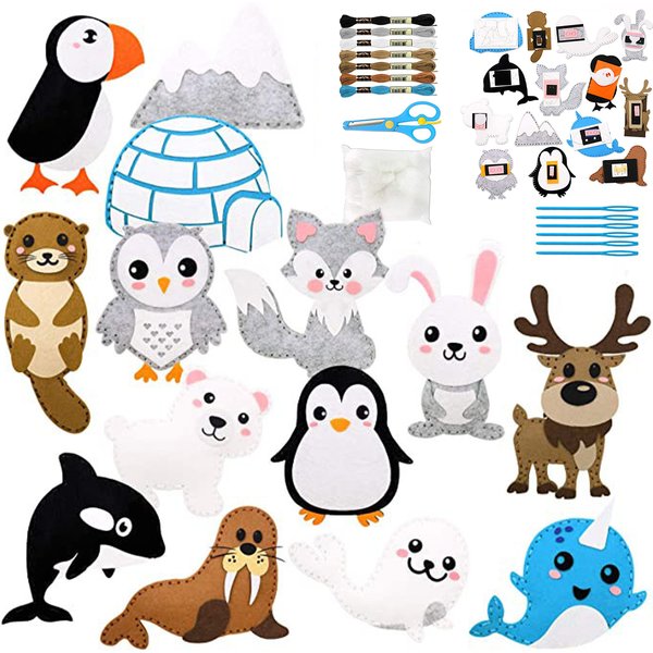 Kit de couture d'animaux en feutre bricolage pour débutants, artisanat d'art, ornements en peluche créative, forêt