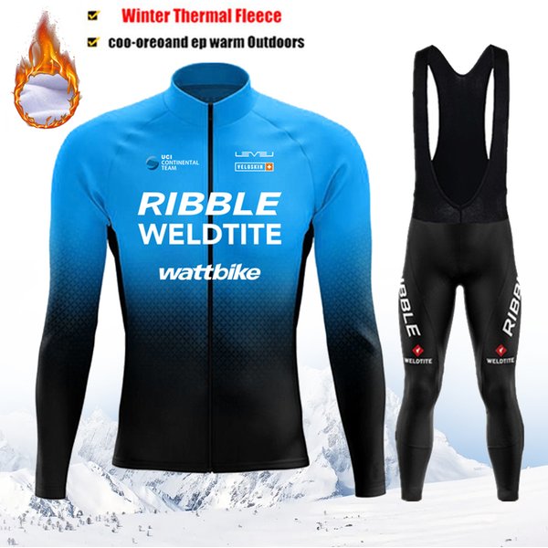 2026 RIBBLE Ensemble de Maillot de Cyclisme Thermique en Polaire d'Hiver pour Hommes, Vêtements de Cyclisme d'Extérieur, VTT, Ropa Ciclismo, Ensemble de Pantalon à Bretelles, Vêtements de Cyclisme