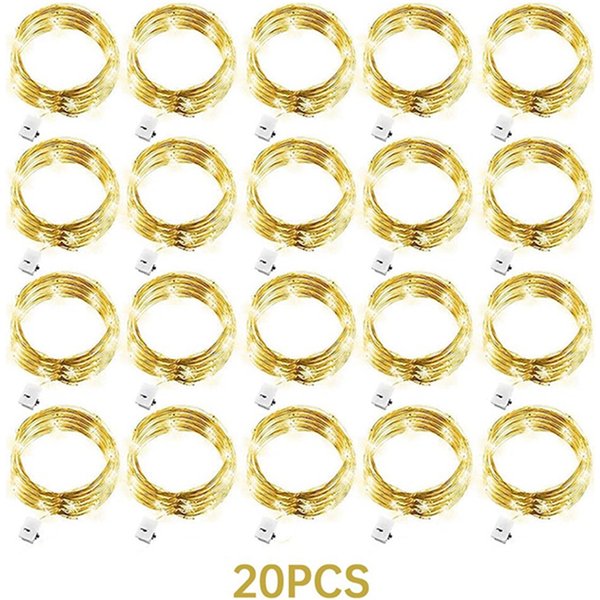 Guirxiété lumineuse dégradée à lumière LED, fil de cuivre argenté, batterie 62, 2m, décorations pour fête de mariage, décoration de Noël, 20 paquets