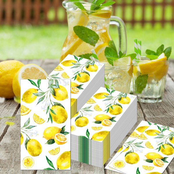 20pcs/Set Fruits Lemon Long Napkins Hawaii Summer Baby Shower Birthday Party Disposable Tableware Tissue Paper For Home Supplies