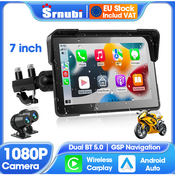 5/7'' Bezprzewodowy ekran CarPlay do motocykli Android Auto Przenośny cyfrowy panel motocyklowy DVR Nawigacja GPS Wodoodporność IPX7