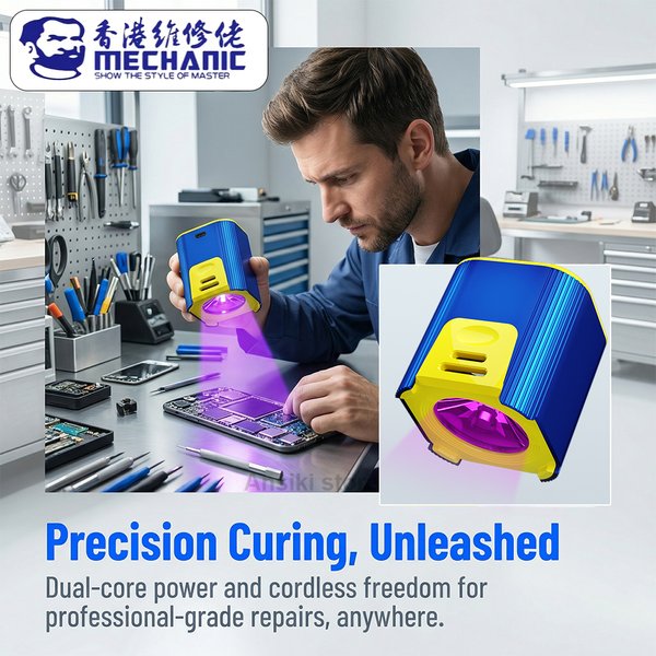 MECHANIC L1 Pro UV-Härtungslampe, tragbares Dual-Core-UV-Licht mit integriertem 400-mAh-Akku für UV-Kleber/Harz/Grün-Tinten-Härtungswerkzeug