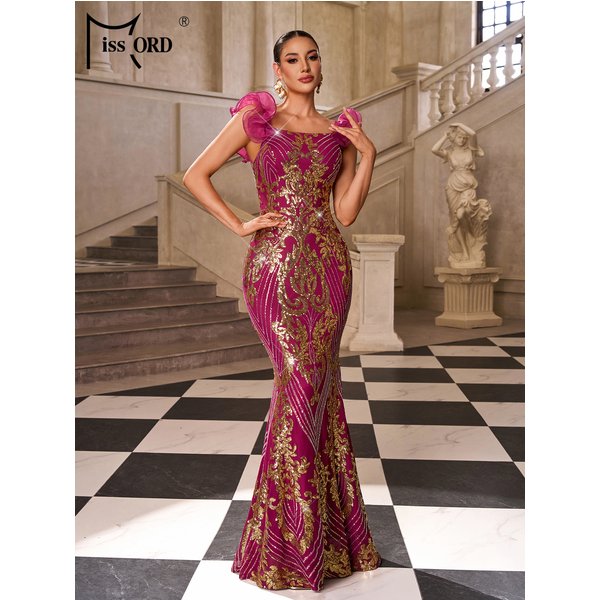 Missord New Autumn Elegant Sequin Mermaid Evening Wedding Birthday Party Elegant Beautiful Women's Graduation Maxi Dresses