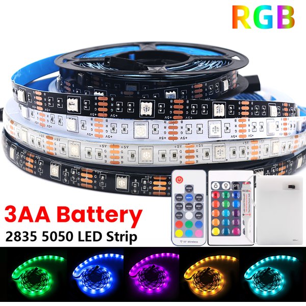 DC 5V 5050 RGB bande lumière LED alimenté par batterie ruban étanche bande LED Stable décoration intérieure extérieure télécommande