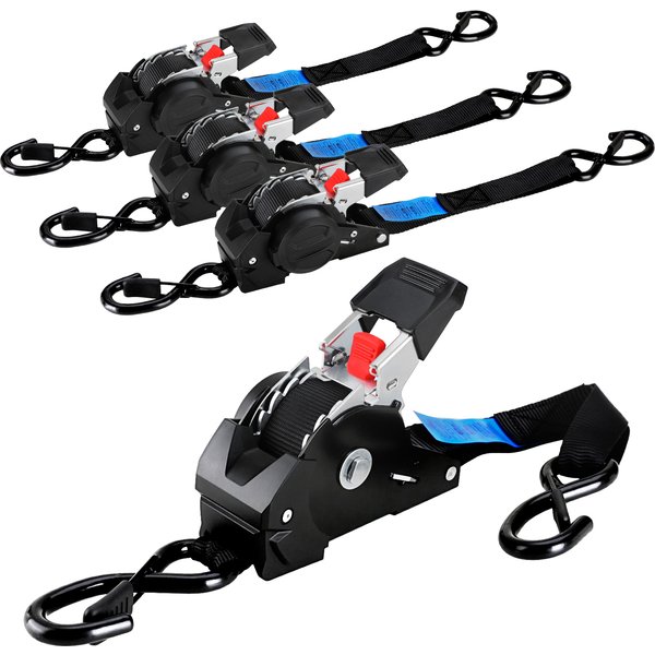 2/4/8er-Pack automatisch einziehbare Ratschenriemenbündel 1" x 10' (25 mm x 3 m), jede Bruchfestigkeit, robuste Spanngurte