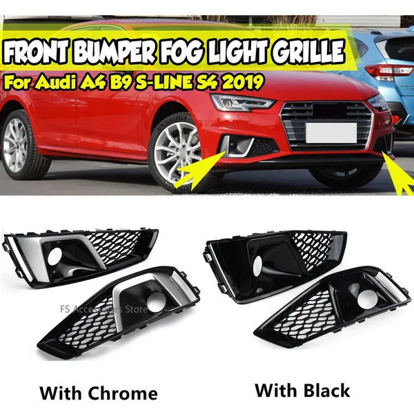 Para Samochodowa przednia kratka o strukturze plastra miodu Osłona siatkowa do Audi A4 B9 S-LINE S4 2019 2020 Osłona kratki świateł przeciwmgielnych 8WD 807681 J