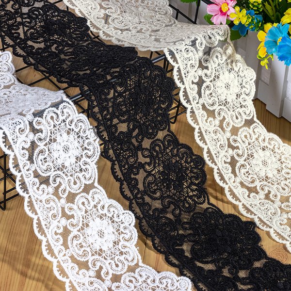 Ruban de dentelle brodé pour la couture, 100% coton, ajouré, blanc, beige, noir, largeur 9 cm, accessoires de bricolage, 3 mètres par lot