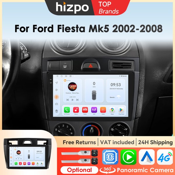Hizpo Drahtlose CarPlay Android Auto Auto Radio Für Ford Fiesta MK Mk5 2002 - 2008 Multimedia Smart Autoradio 9 zoll Stereo 4G GPS