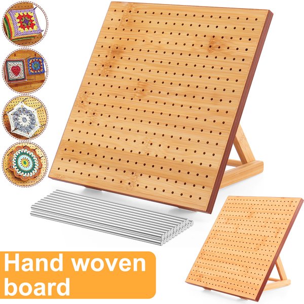 Planche de blocage au Crochet de 9.8/11.4 pouces, panneau de blocage en bois de bambou avec support réglable, panneau de blocage carré réutilisable pour grand-mère