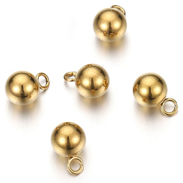 Breloques en forme de boule solide, perles en acier inoxydable, pour la fabrication de bijoux, pendentifs DIY, 20-40 pièces