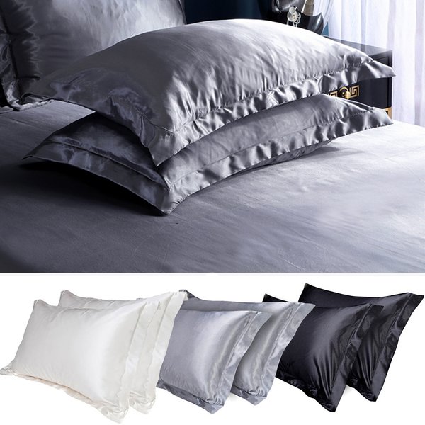 2Pcs Mulberry Seide Kissen Fall Einfarbig Weiche Kissen Abdeckung Dekor Satin Luxus Kissen Fällen Schlaf Gesunde Erwachsene Kissen Abdeckung