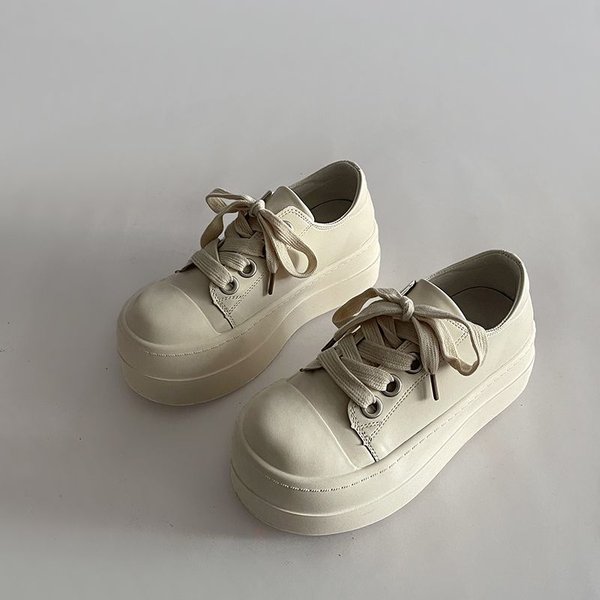Damen-Designer-Kunstleder, lässig, hohe klobige Schuhe, Damen-Schnürschuhe, klassische Sneaker, trendige Mädchen-Studenten-Sportschuhe