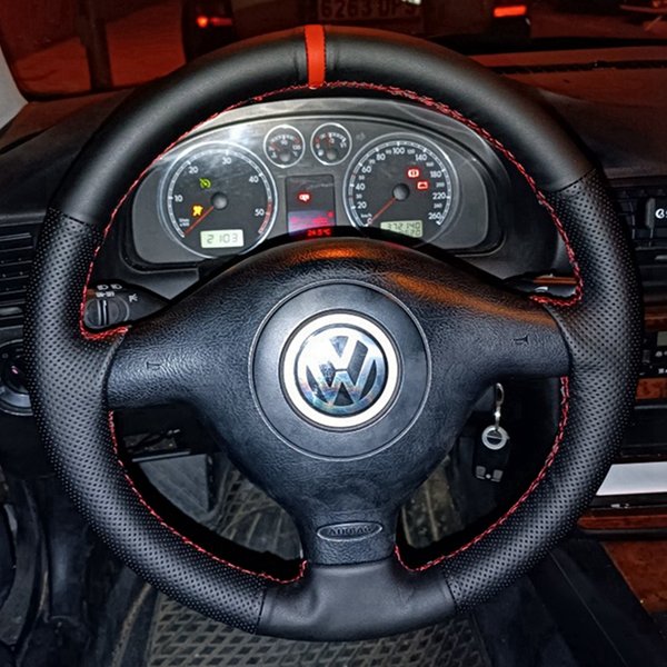 Housse de volant de voiture personnalisée en cuir, pour Volkswagen VW Golf 4 Passat B5 1996-2003 Seat Leon 1999-2004 Polo 1999-2000
