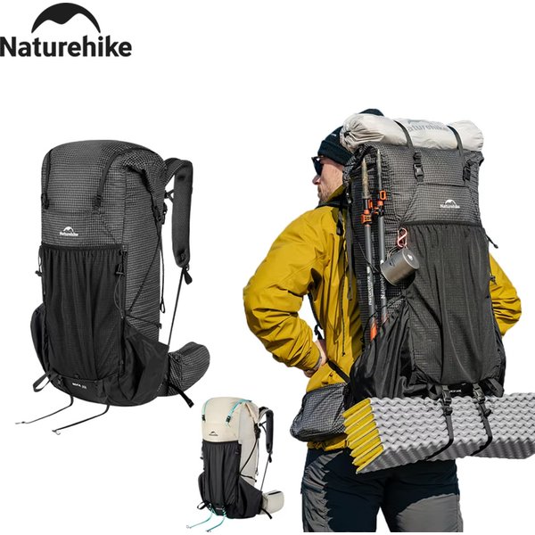 Plecak turystyczny Naturehike Rock Hiking 2.0 30L 45L 60L, plecak na kemping i podróże, duża pojemność, metalowa rama, wodoodporny pokrowiec, ultralekki, torba do przenoszenia.