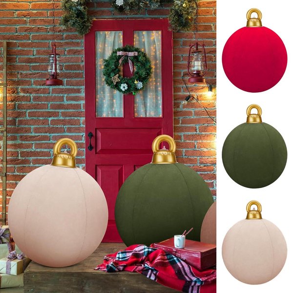 60 cm Riesige Samt Weihnachten Aufblasbare Kugel Plüsch PVC Aufblasbare Kugeln Ornamente Weihnachten Outdoor Aufblasbare Hof Dekor