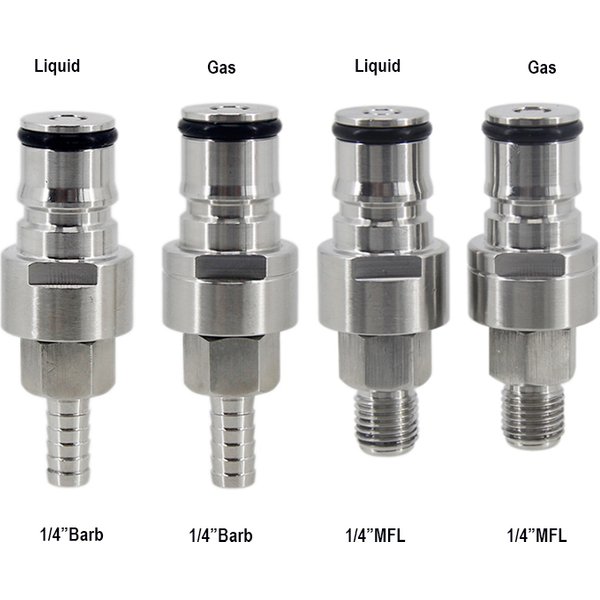 Pièces de Kegging Homebrew à gaz liquide, acier inoxydable, barbelé 1/4 ", serrure à bille MFL 1/4", déconnexion