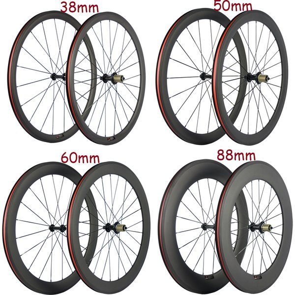 700C Hot Carbon Fahrrad Laufradsatz 38/50/60/88mm Carbon Drahtreifen Rennrad Rad Basalt Bremsfläche UCI Felge