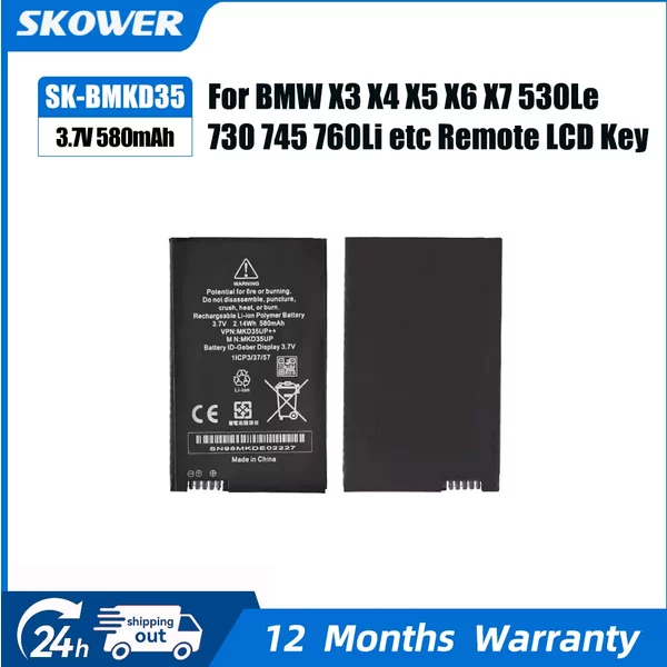MKD35UP Wiederaufladbare Batterie für BMW 5er 6er 7er GT X3 X4 X5 X6 730 740 745 530 LCD-Display Fernbedienung Autoschlüssel-Batterie