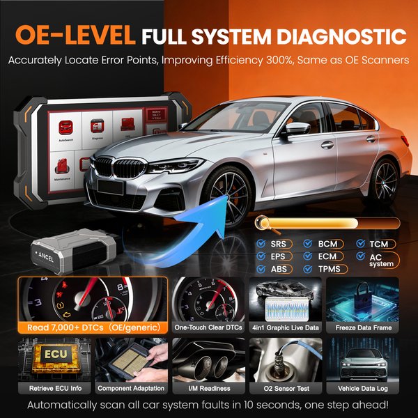 ANCEL DS600BT&DS600 ELITE OBD2-Scanner ECU-Codierung 34+ Resets CANFD DOIP Bidirektionales Vollsystem-Autodiagnosegerät mit lebenslangen kostenlosen Updates