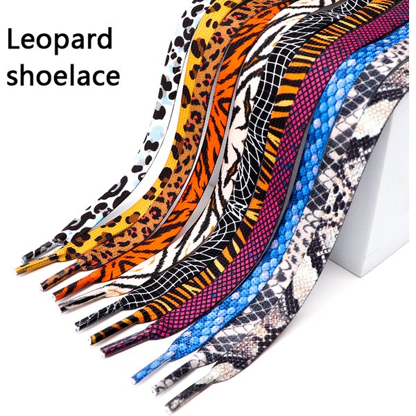 Lacets plats à motifs d'animaux AF1/AJ pour baskets, 1 paire, imprimé tigre/serpent/léopard, 120/140/160CM