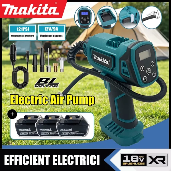Makita Cordless Portable Electric Air Pump 12V Rechargeable Handheld Air Compressor For Cars For Makita 18V Battery