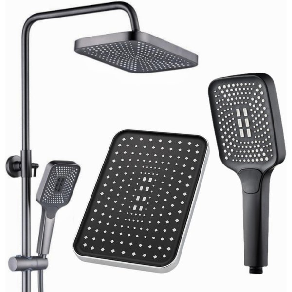 Pommeau de douche à effet de pluie, superchararge à grand débit, 4 modes, robinet d'arrosage réglable, pièces de rechange, accessoires de salle de bains