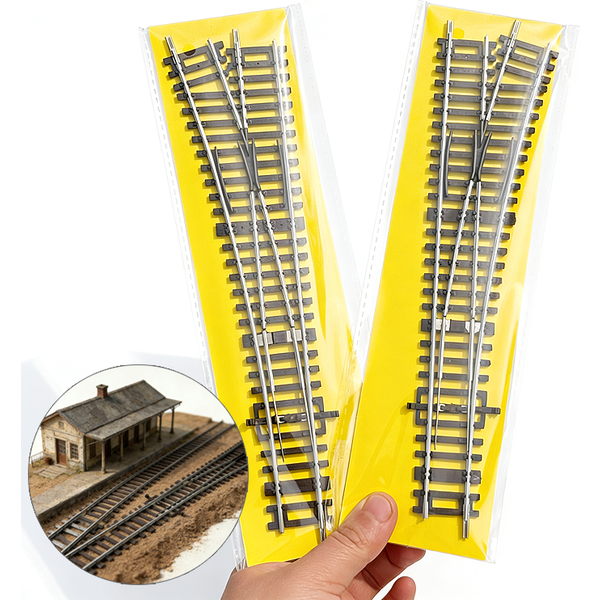 Ho-Maßstab 1/87 Modelleisenbahngleis aus Nickel-Chrom-Material, elektrisch betrieben, simuliertes Gleismodell, gerade, gebogene und umlenkbare Schienen