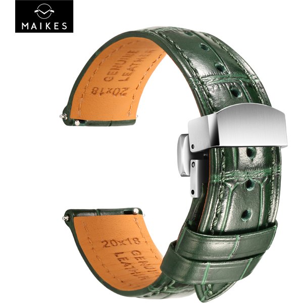 MAIKES marque de luxe bracelet de montre en cuir à dégagement rapide pour Rolex Omega IWC bracelets de montre vert 19mm 20mm 21mm 22mm bracelet de montre