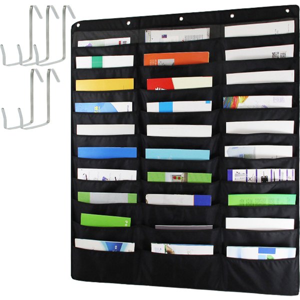 Document Hanging Storage Bag with 20/30 Pocket Large Capacity Chart File Folding Holder Cascading Fabric Organizer For Office