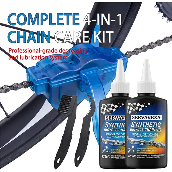 Fahrradketten-Reinigungsset 4-in-1 Fahrrad-Reinigungsbürste Reinigungswerkzeug Synthetisches Wartungs-Schmieröl für Mountainbikes und Rennräder