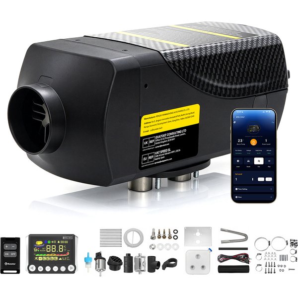 Chauffage diesel Sunster WIFI 2KW 12V/24V pour voiture, avec contrôle par application Bluetooth, panneau LCD, chauffage silencieux pour camping-car, voiture, camion, caravane, tente.