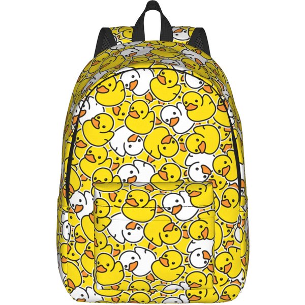 Rucksack mit kleiner gelber Ente für Männer, Frauen, Teenager, High School, Arbeit, Tagesrucksack, Cartoon-College-Leinentaschen, Sport
