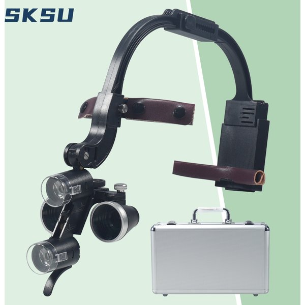 Binocular Dental Loupe Magnification 2.5X 3.5X Single Battery with LED Light Surgical Headlight for Dentist Medical Lamp