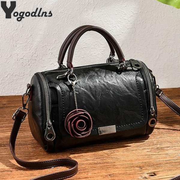 Sac à main Boston pour femmes, sac à bandoulière avec pendentif fleur, fourre-tout pour dames, sac à main de fête décontracté, sacoches