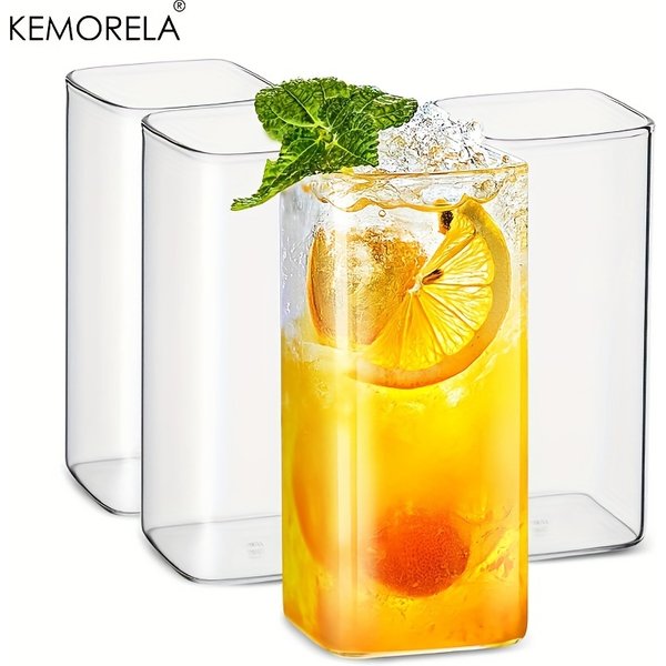 Verres à boire de qualité supérieure, verres à hautes boules minces, verre transparent, eau, jus, bière, boissons et cocktails, 4 pièces, 15oz, 19oz