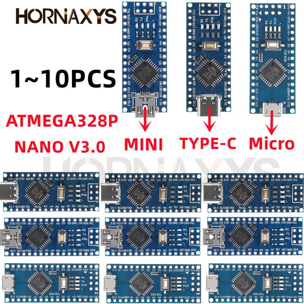 1-10 Stück Mini / Type-C / Micro USB Nano 3.0 mit Bootloader-kompatiblem Nano-Controller CH340 USB-Treiber 16Mhz ATMEGA328P